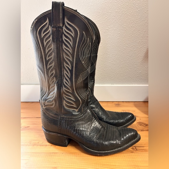 Tony Lama Men’s 8.5 Black Boots Like New - Picture 1 of 5